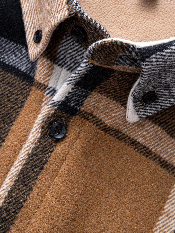 Flannel Fleece Lined Plaid Cotton Button Up Shirt