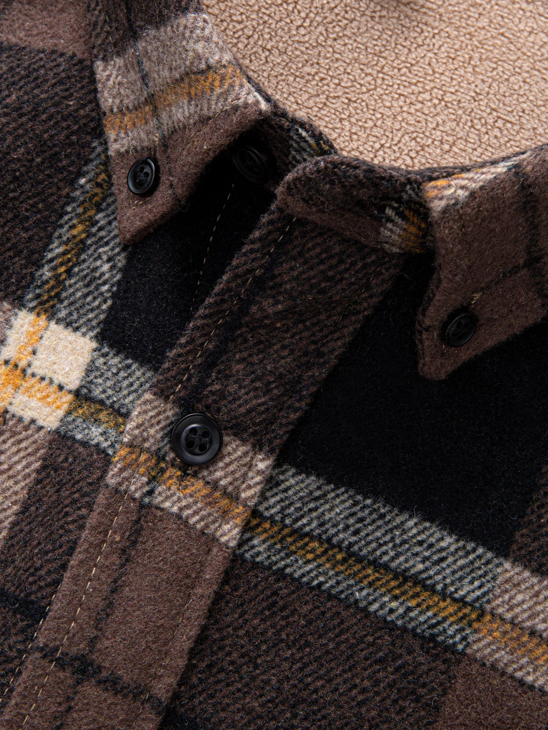 Flannel Fleece Lined Plaid Cotton Button Up Shirt