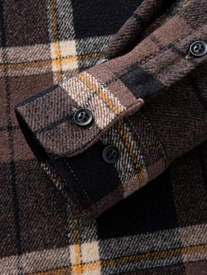 Flannel Fleece Lined Plaid Cotton Button Up Shirt