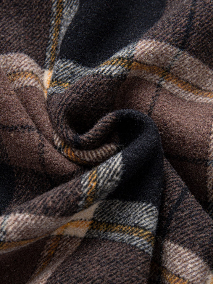 Flannel Fleece Lined Plaid Cotton Button Up Shirt