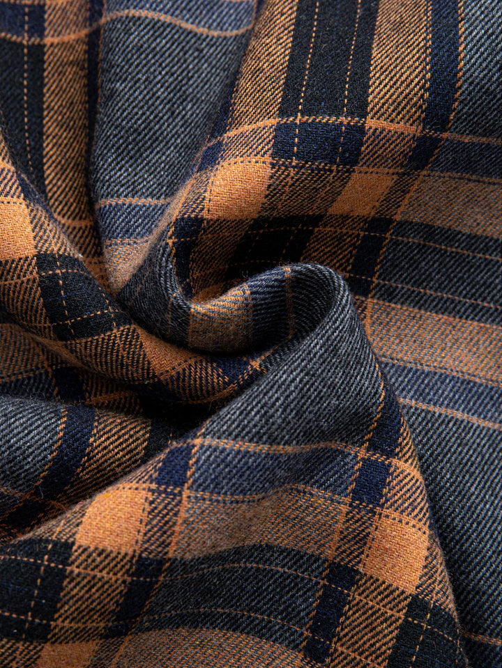 Flannel Fleece Lined Plaid Cotton Button Up Shirt