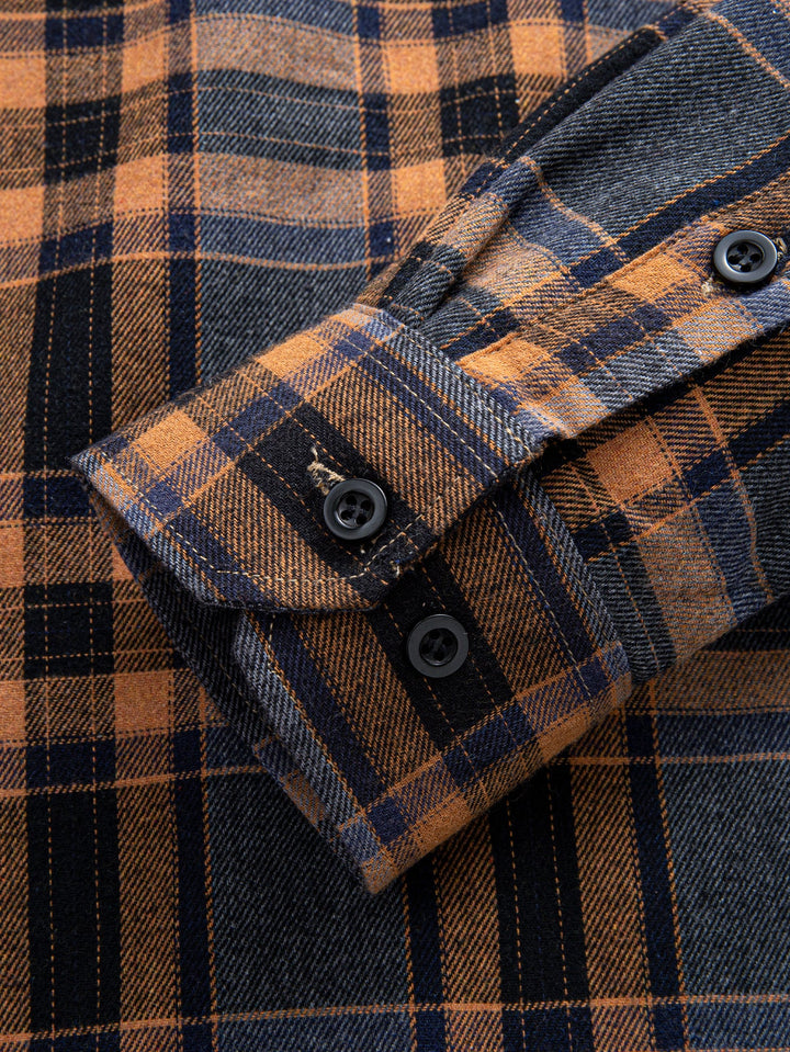 Flannel Fleece Lined Plaid Cotton Button Up Shirt