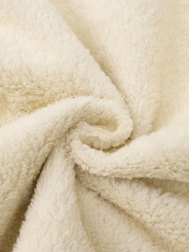 Zipper Bear Print Teddy Lined Hoodie