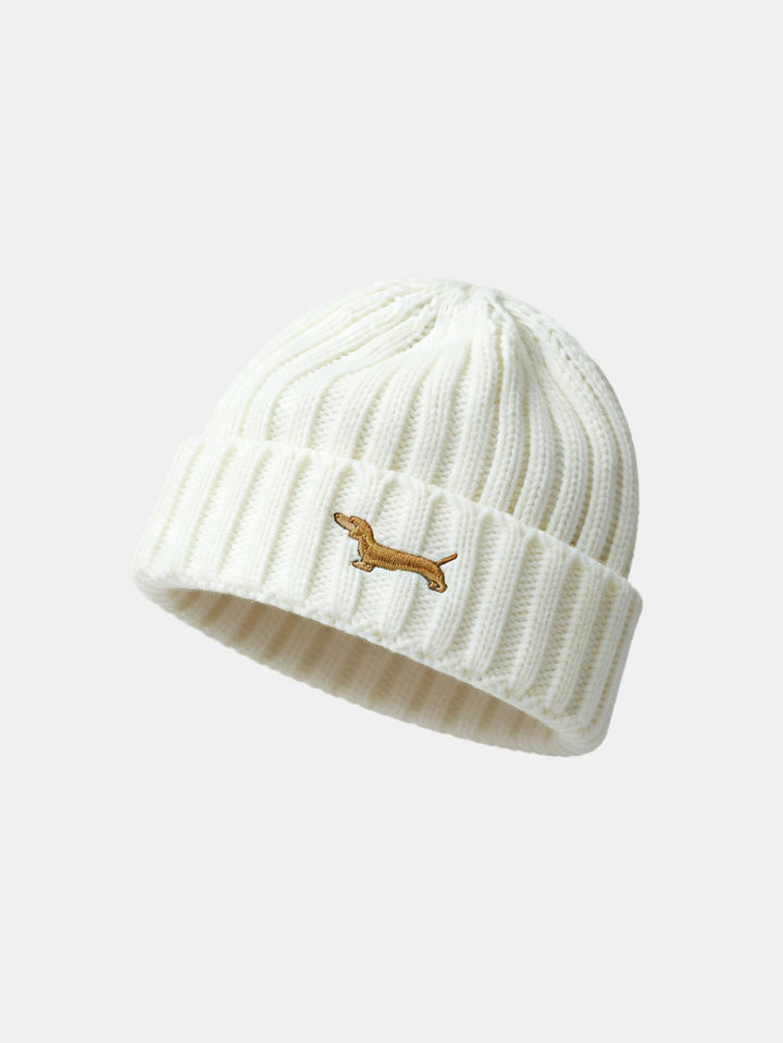 Dachshund Embroidered Pattern Thick And Warm Knitted Hat