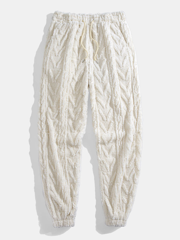 Geometric Jacquard Teddy Hoodie & Jogger Pants