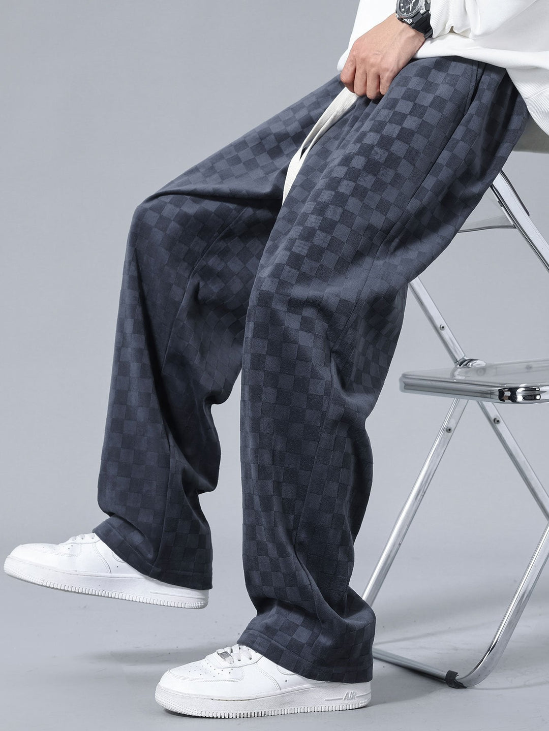 Checkerboard Straight Leg Pants