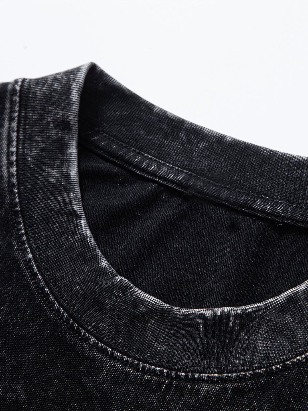 Basic Washed Distressed Drop Shoulder Oversize T-Shirt