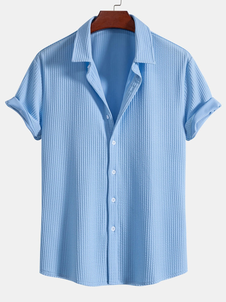Muscle Fit Ribbed Button Up Shirt