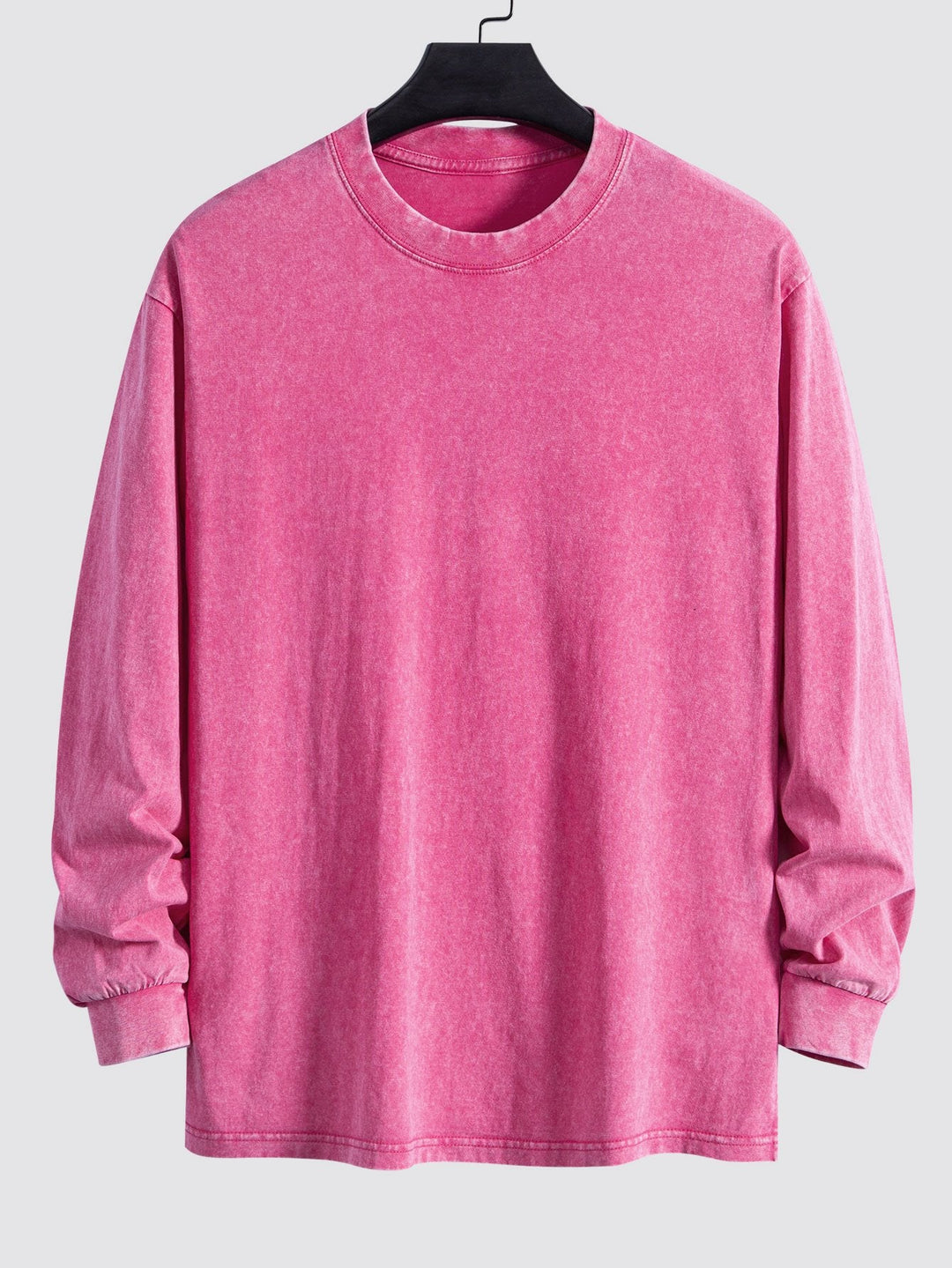 Relax Fit Long Sleeve Washed Distressed T-Shirt