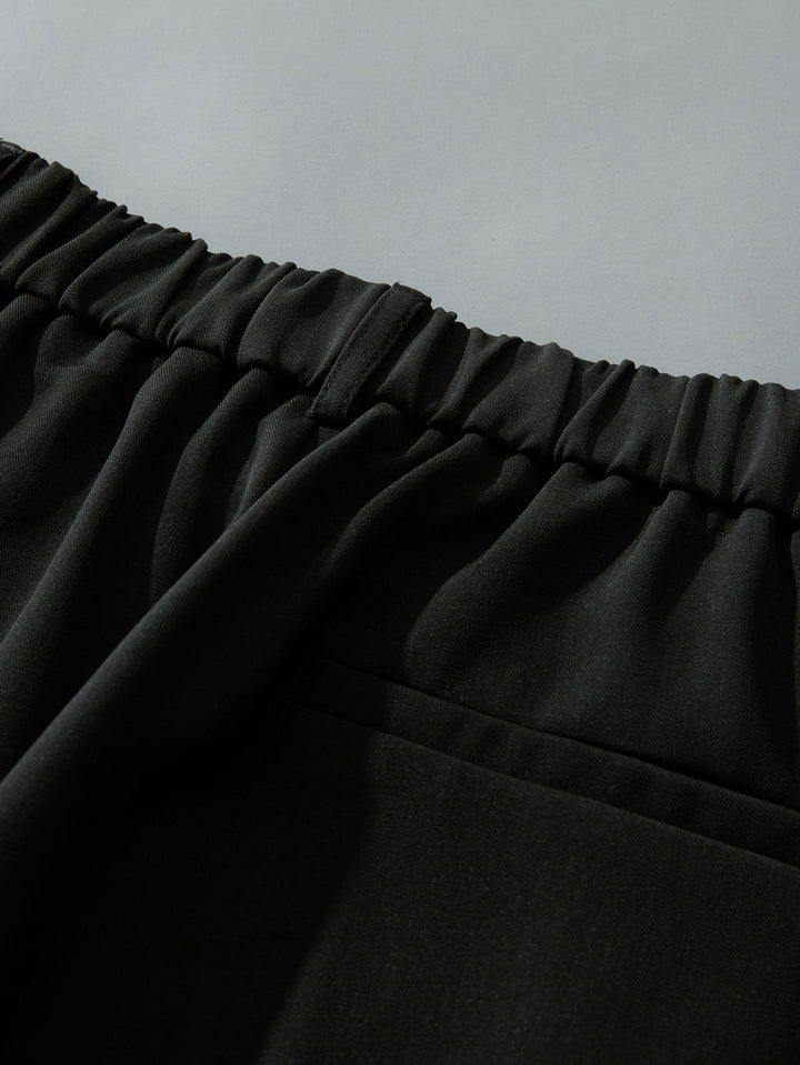 Relax Fit Elastic Waist Straight Leg Trousers