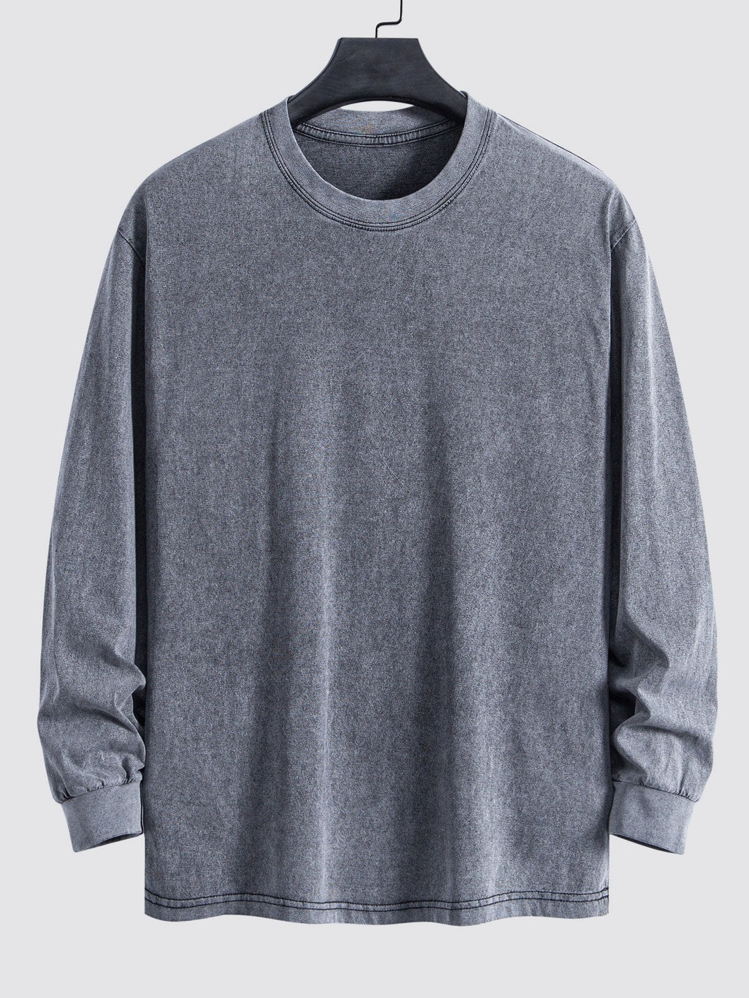 Relax Fit Long Sleeve Washed Distressed T-Shirt
