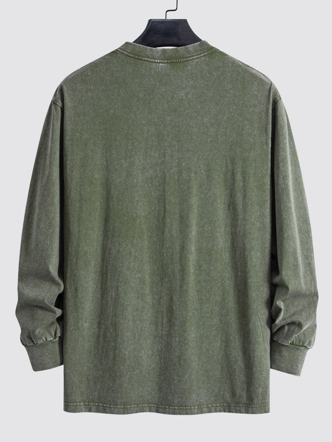 Relax Fit Long Sleeve Washed Distressed T-Shirt