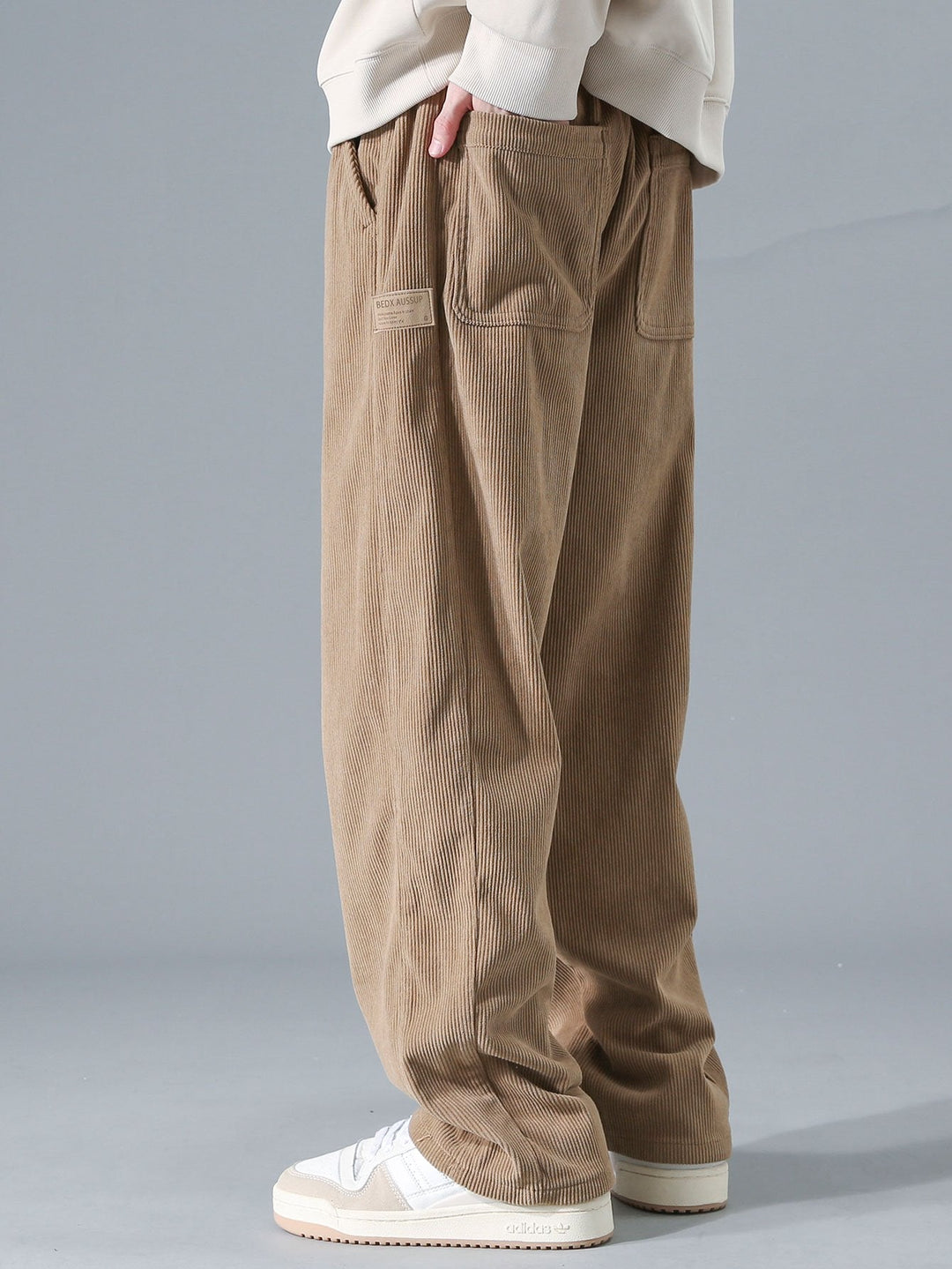 Relax Fit Corduroy Half-Zip Hooded Pullover & Straight Leg Corduroy Pants