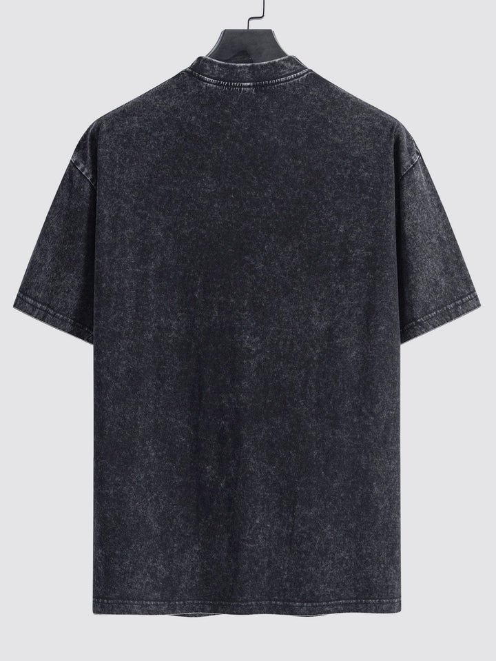 Basic Washed Distressed Drop Shoulder Oversize T-Shirt