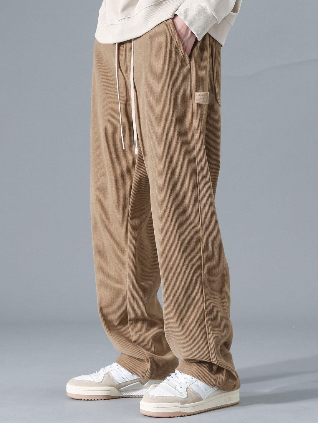 Relax Fit Corduroy Half-Zip Hooded Pullover & Straight Leg Corduroy Pants