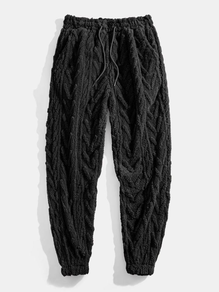 Geometric Jacquard Teddy Hoodie & Jogger Pants